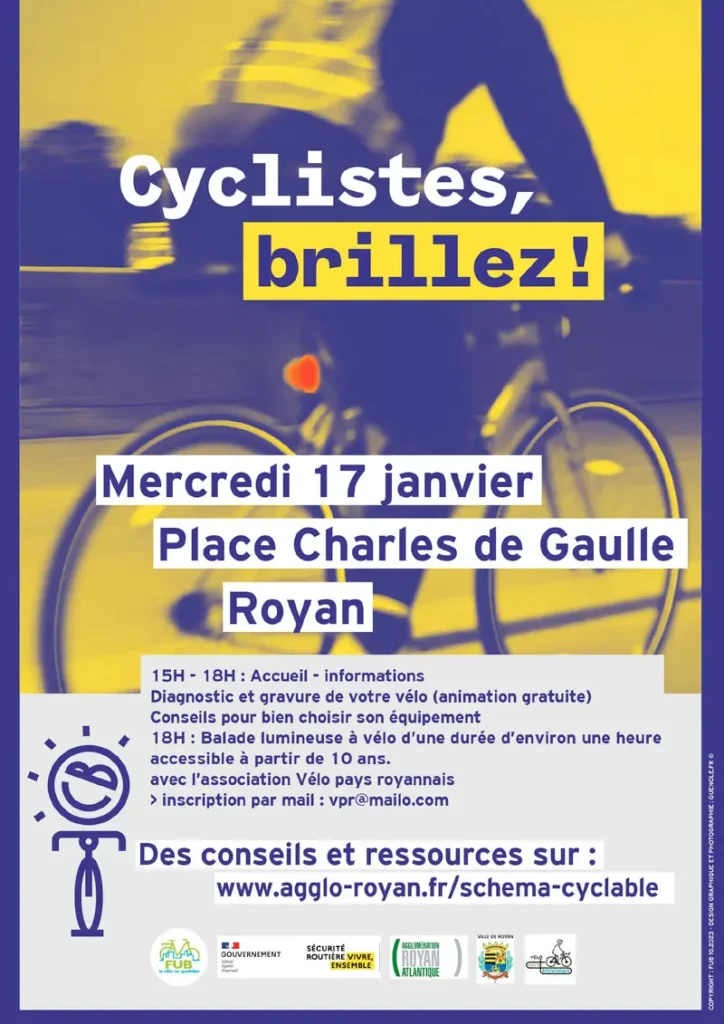 Affiche du rendez-vous cycliste brillez à Royan le mercredi 17 janvier