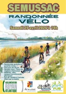 Randonnée vélo Sémussac Royan Atlantique – 25 avril 2026, 20 km, gratuit, VPR Vélo Pays Royannais et FUB.